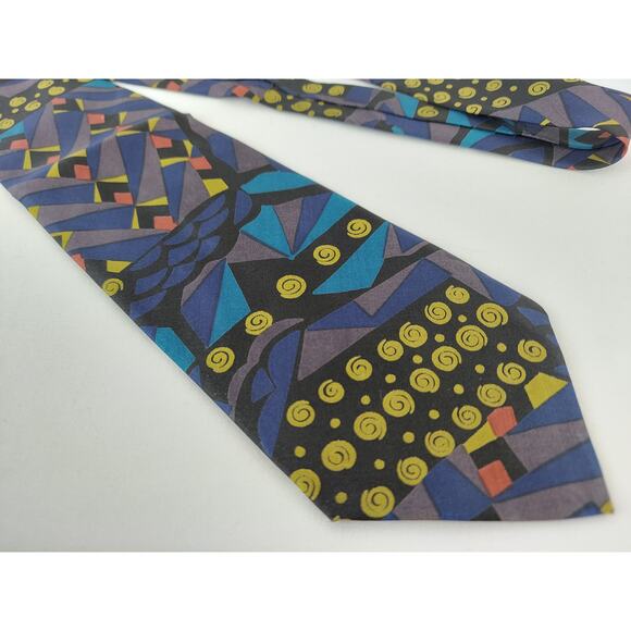 Mulberry Thai Silks Men's Abstract Geometric Colorful Tie - Picture 2 of 6